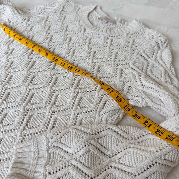 LOFT Cream Diamond Knit Sweater Petite - Picture 6 of 8